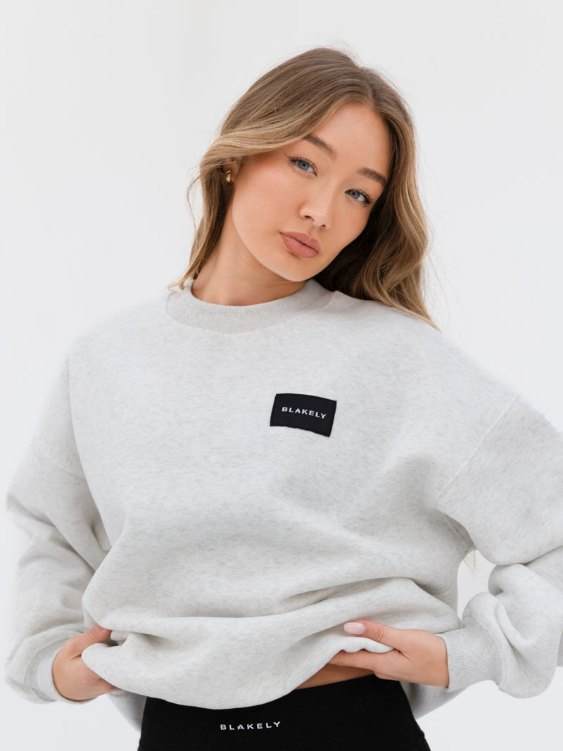 Label Oversized Jumper - Marl White