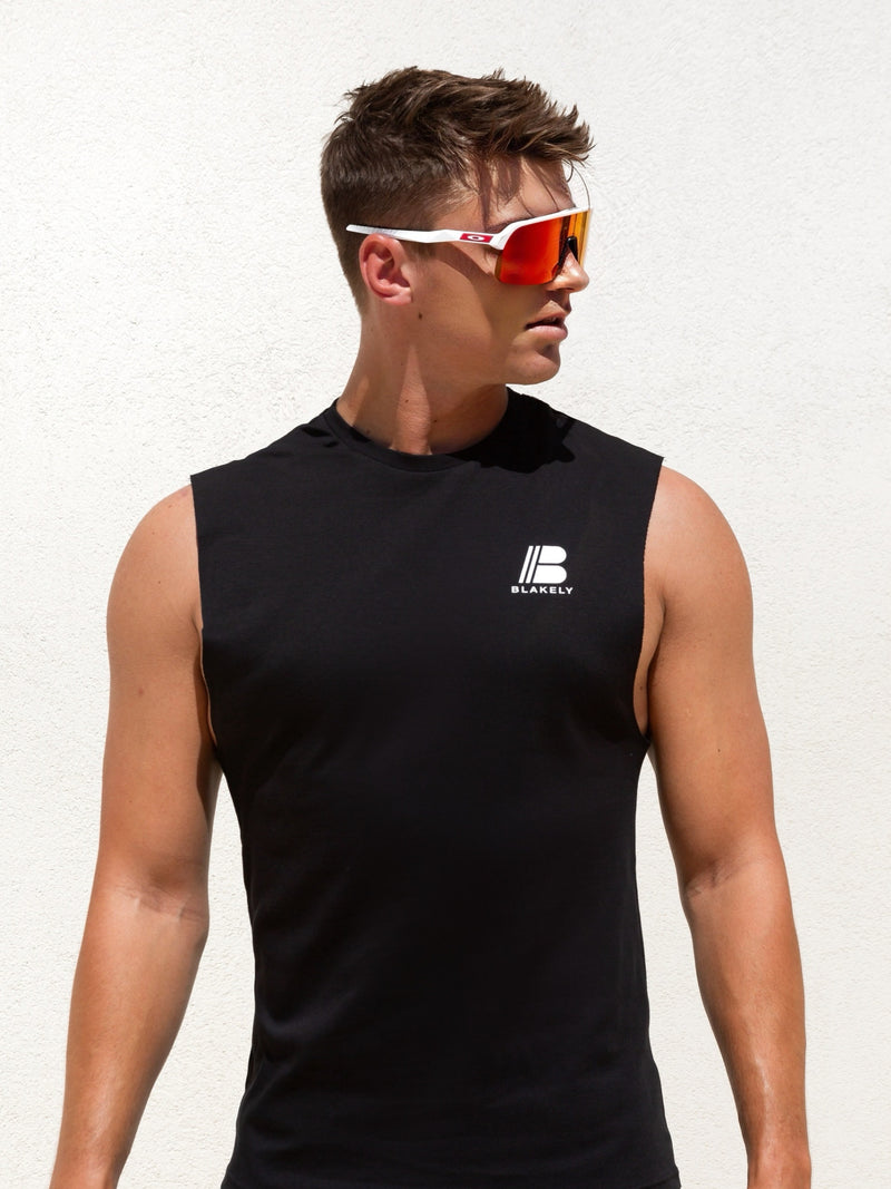 Apex Linear Sleeveless Tee - Black