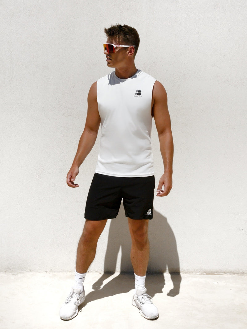 Apex Linear Sleeveless Tee - White