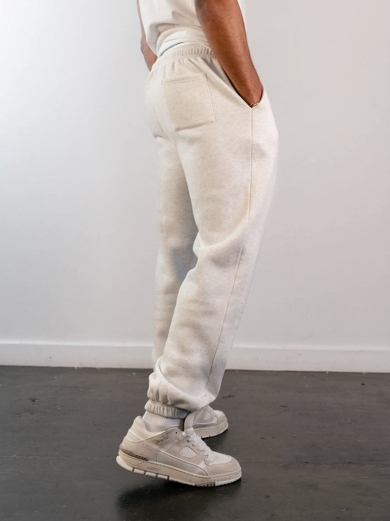 Label Relaxed Sweatpants - Marl White