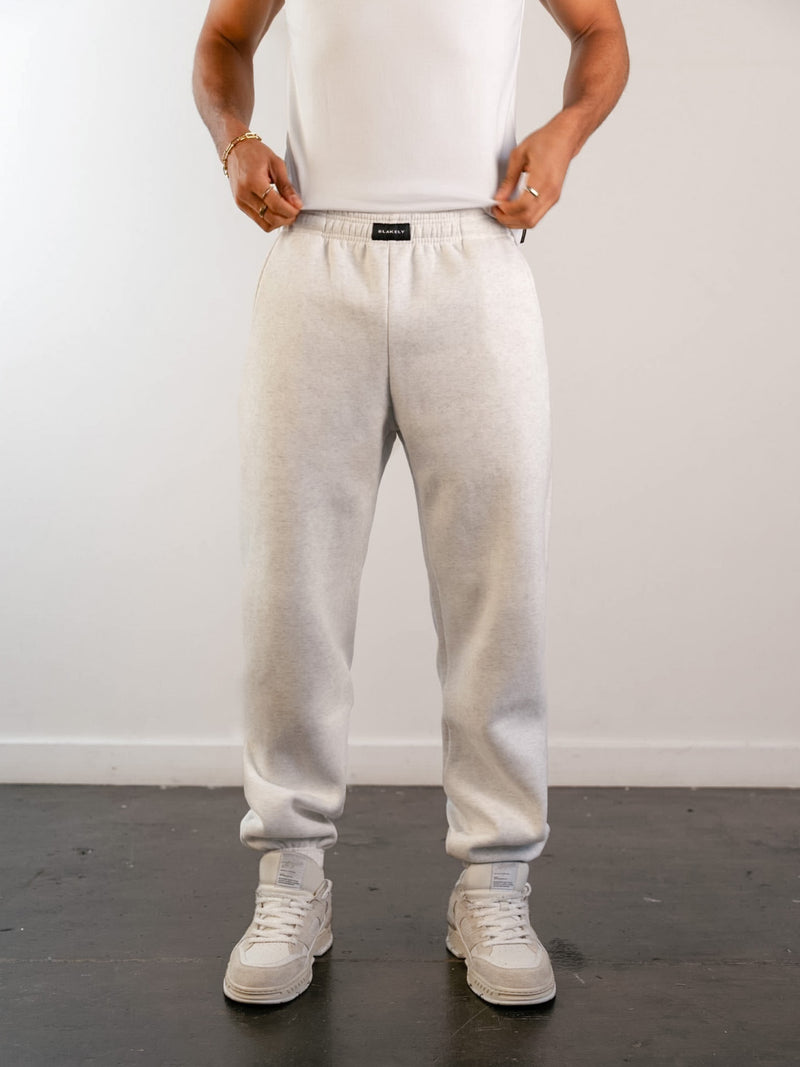 Label Relaxed Sweatpants - Marl White