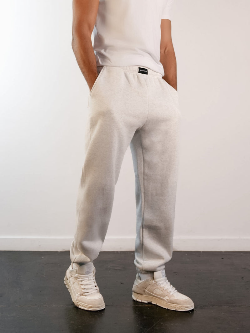 Label Relaxed Sweatpants - Marl White