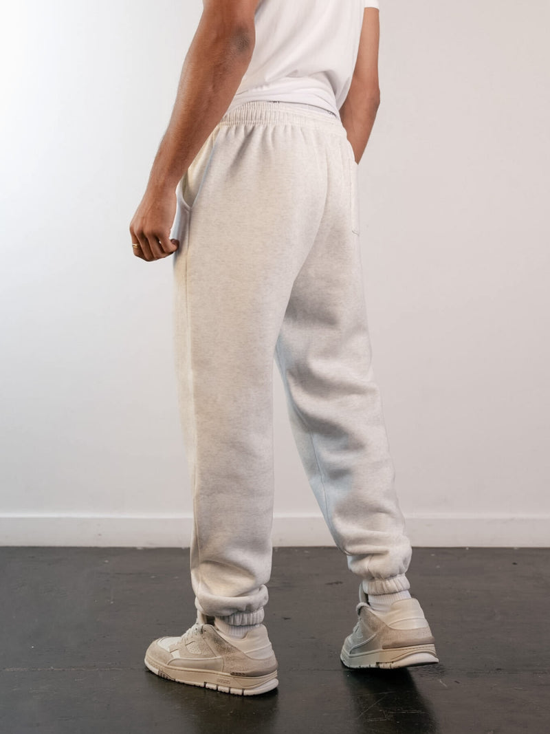 Label Relaxed Sweatpants - Marl White