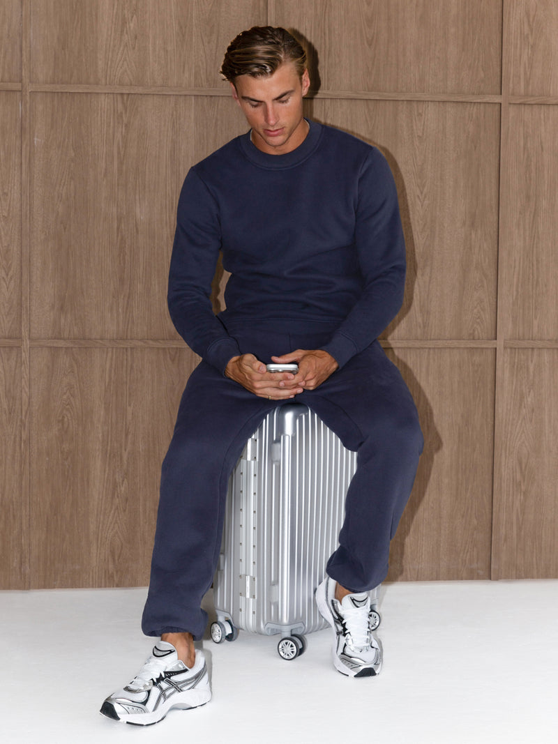 Blakely Basic Relaxed Cuffed Sweatpants - True Navy