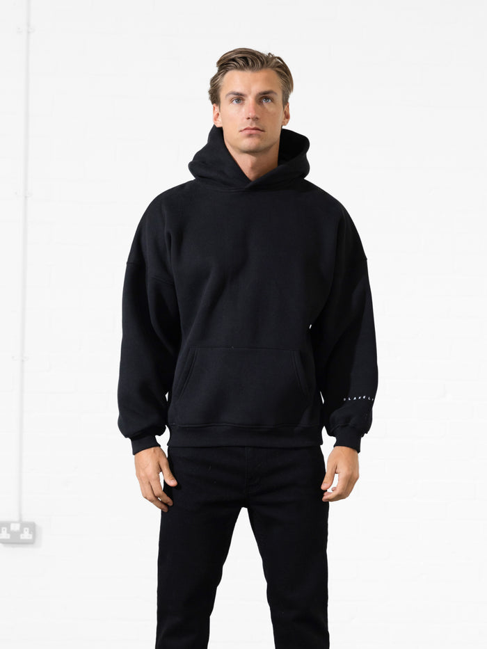 Embroidered Idris Oversized Hoodie - Black
