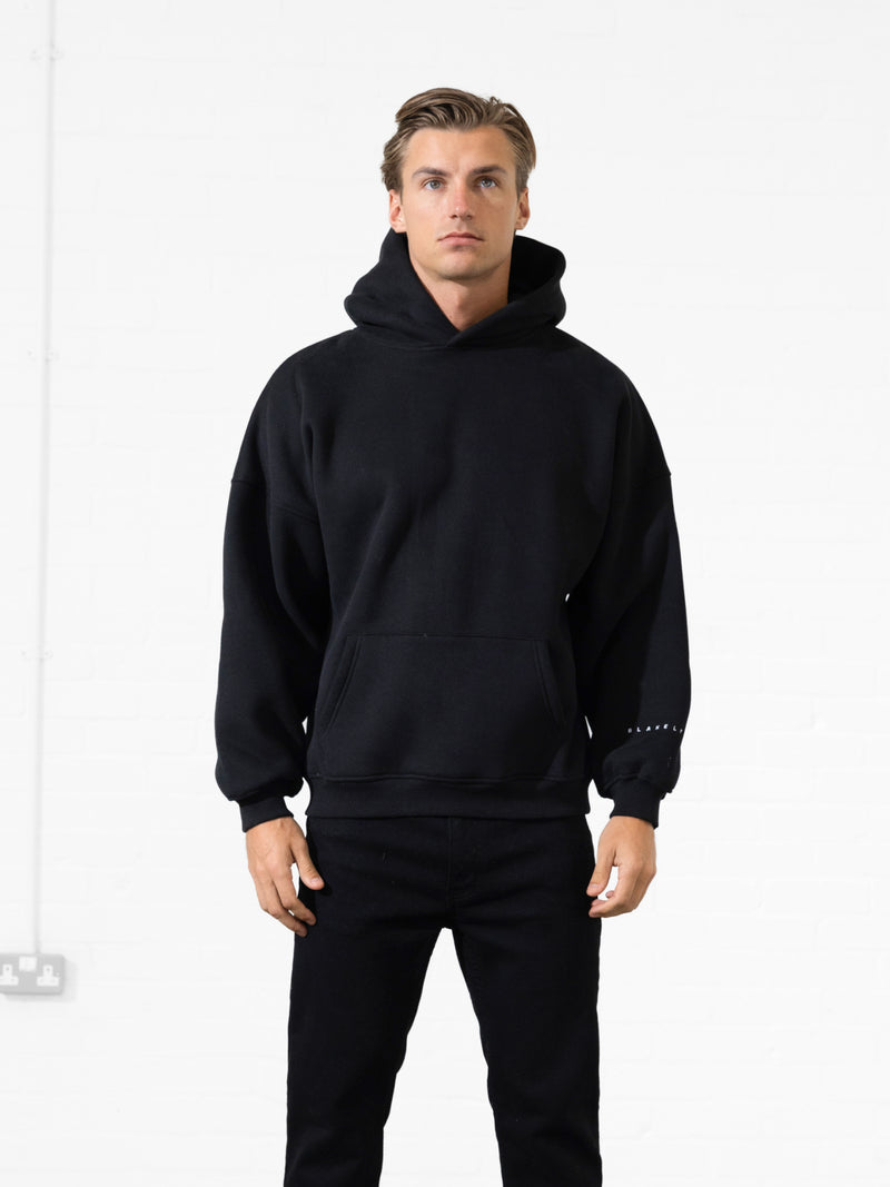 Embroidered Idris Oversized Hoodie - Black