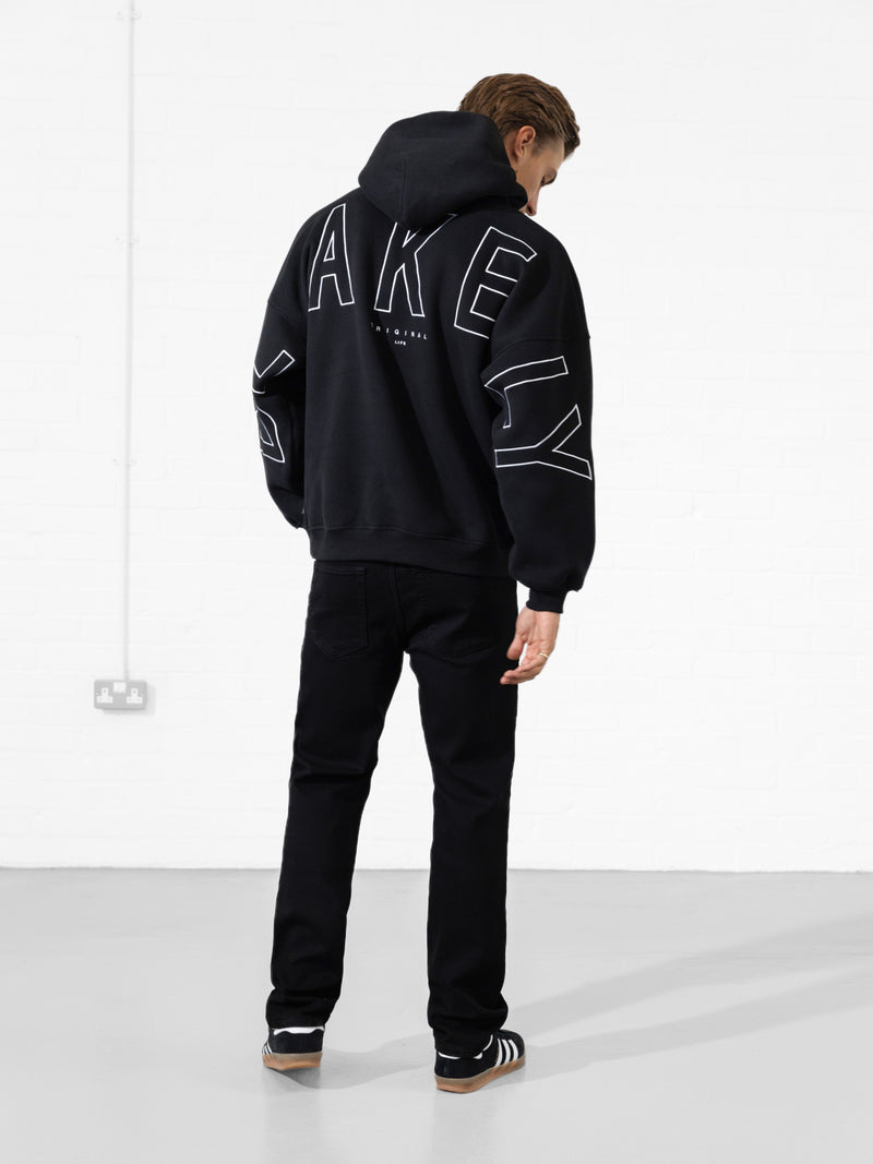 Embroidered Idris Oversized Hoodie - Black