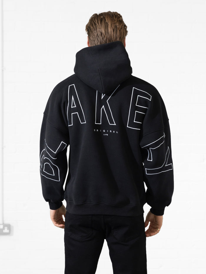 Embroidered Idris Oversized Hoodie - Black
