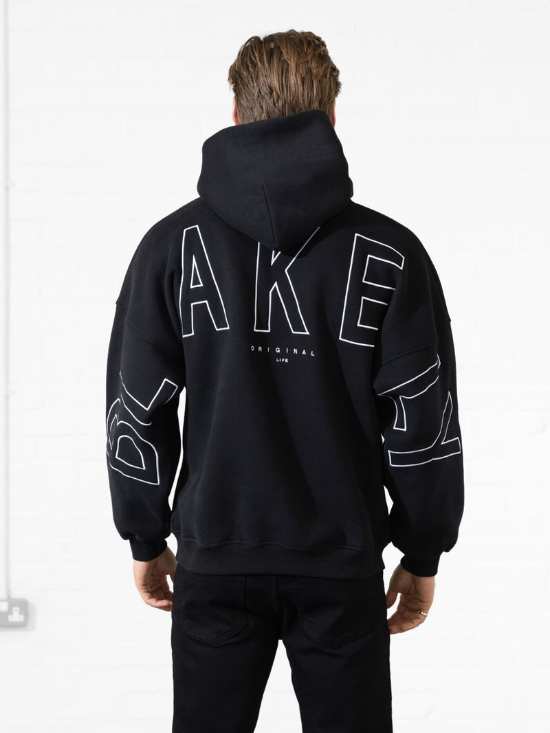 Embroidered Idris Oversized Hoodie - Black