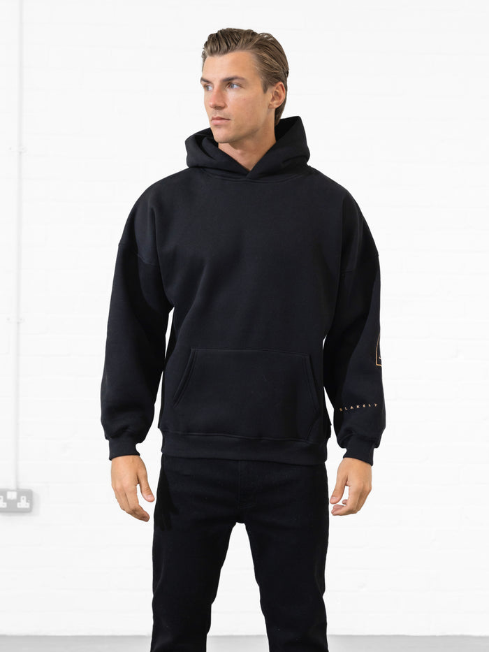 Embroidered Idris Oversized Hoodie - Black & Gold