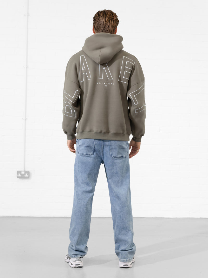 Embroidered Idris Oversized Hoodie - Safari Green