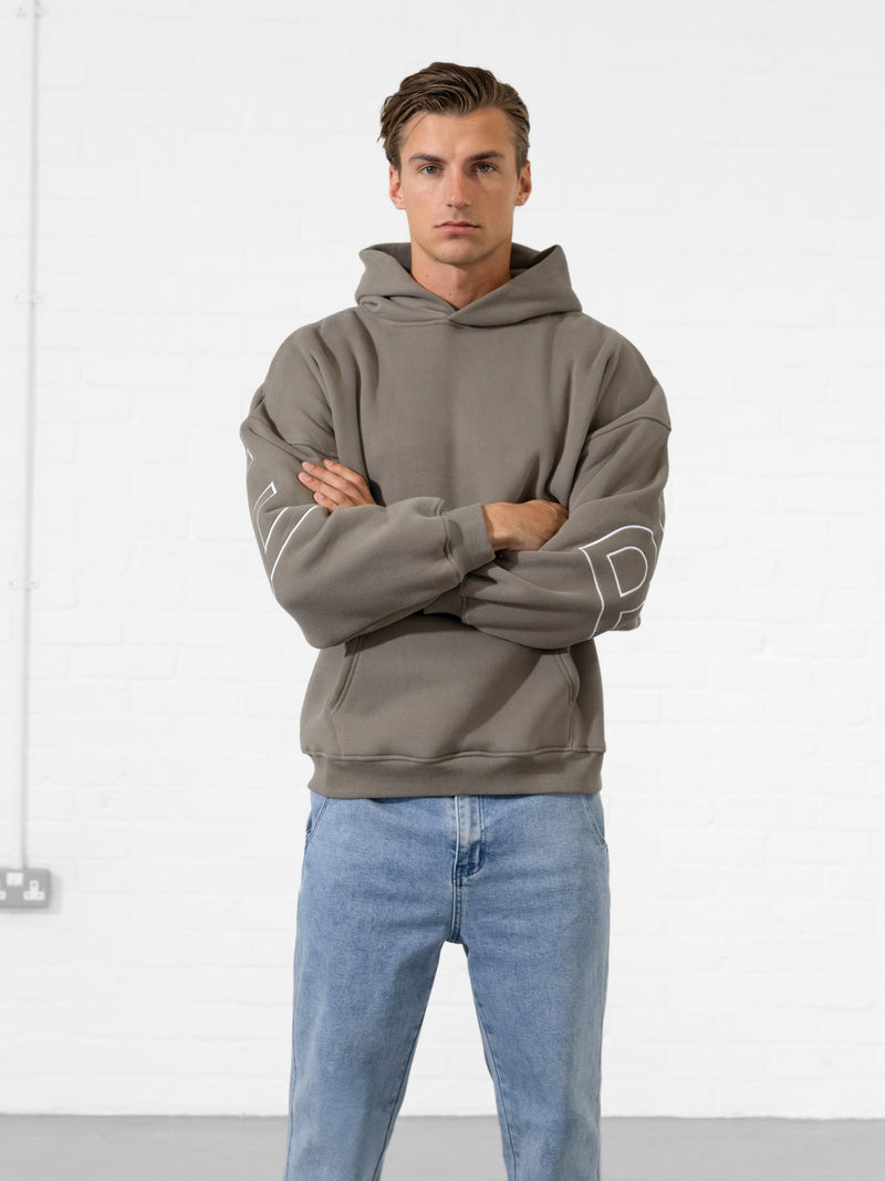 Embroidered Idris Oversized Hoodie - Safari Green
