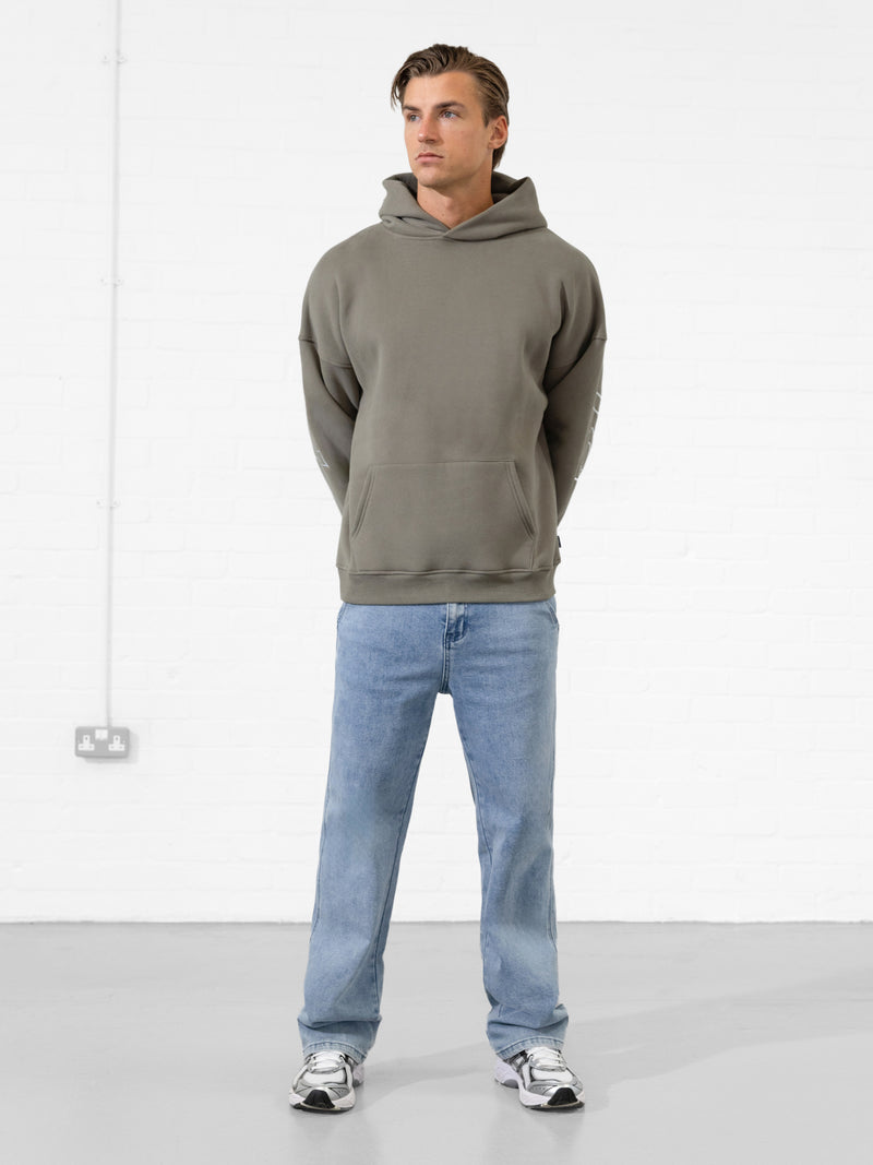 Embroidered Idris Oversized Hoodie - Safari Green