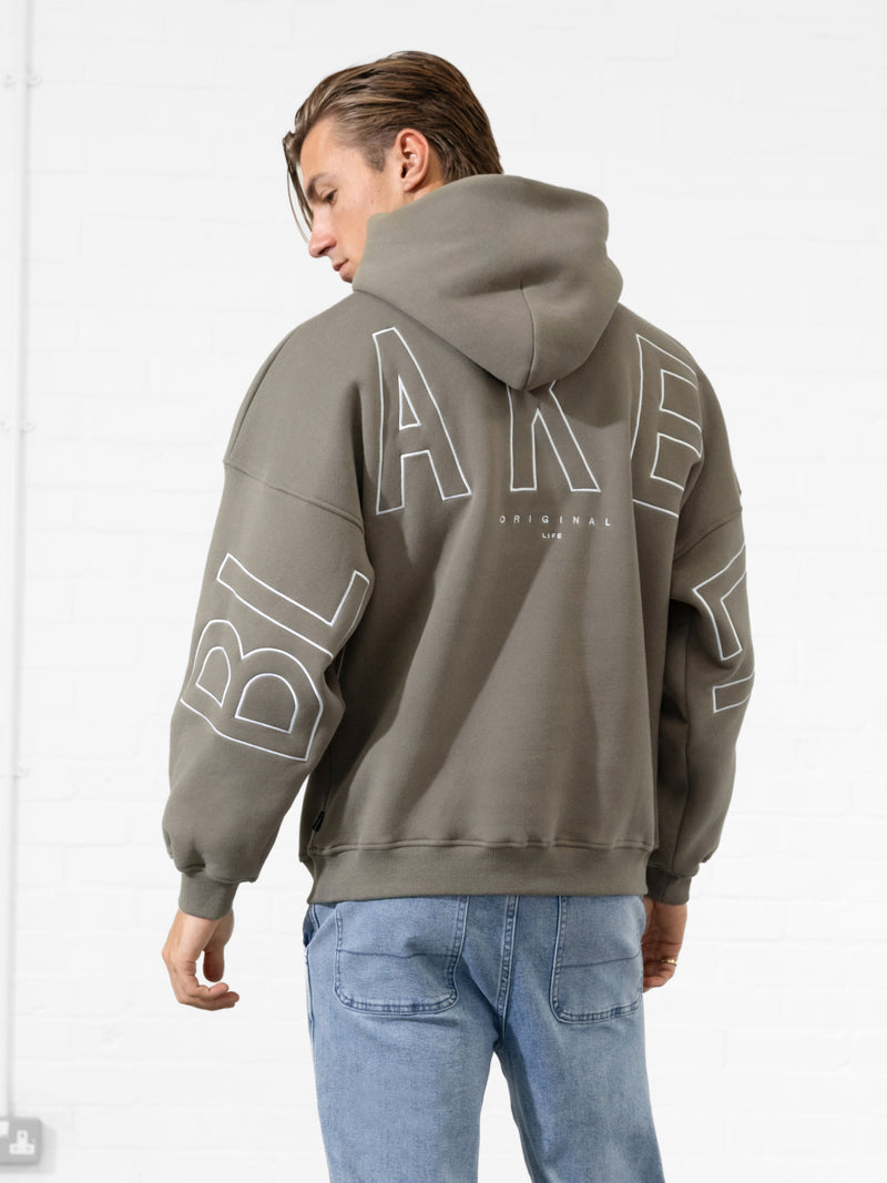 Embroidered Idris Oversized Hoodie - Safari Green