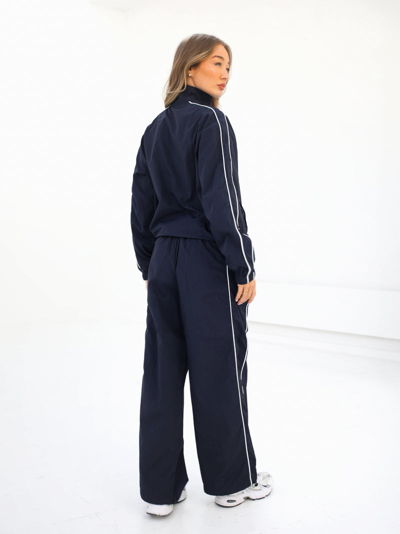 Off Duty Full Zip Jacket & Parachute Trousers Set - Navy