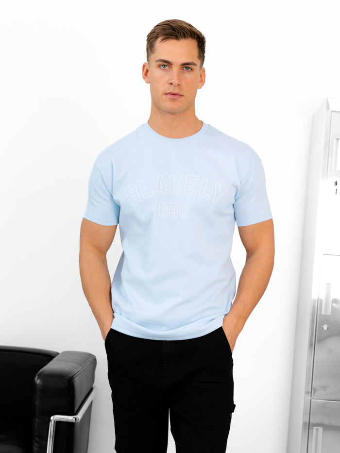 Miles Chain Stitch Relaxed T-Shirt - Powder Blue