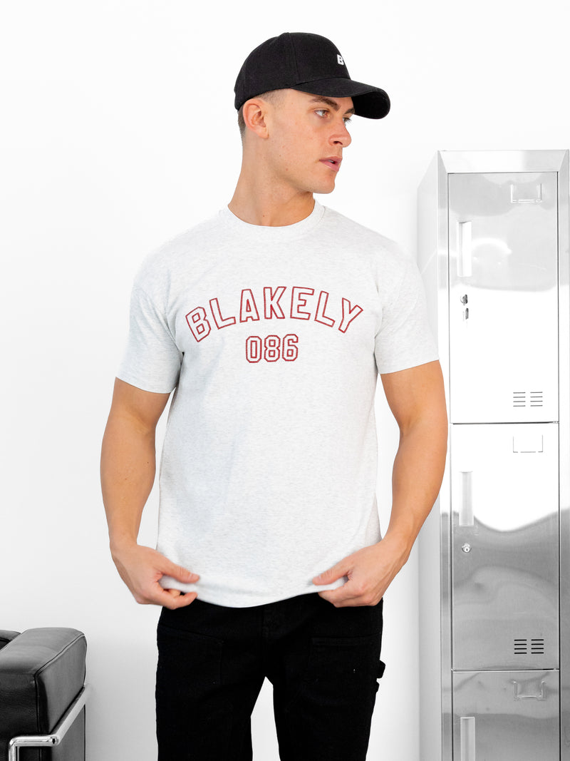 Miles Chain Stitch Relaxed  T-Shirt - Marl White