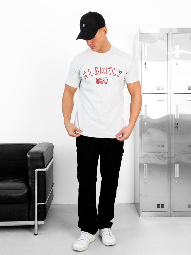 Miles Chain Stitch Relaxed  T-Shirt - Marl White