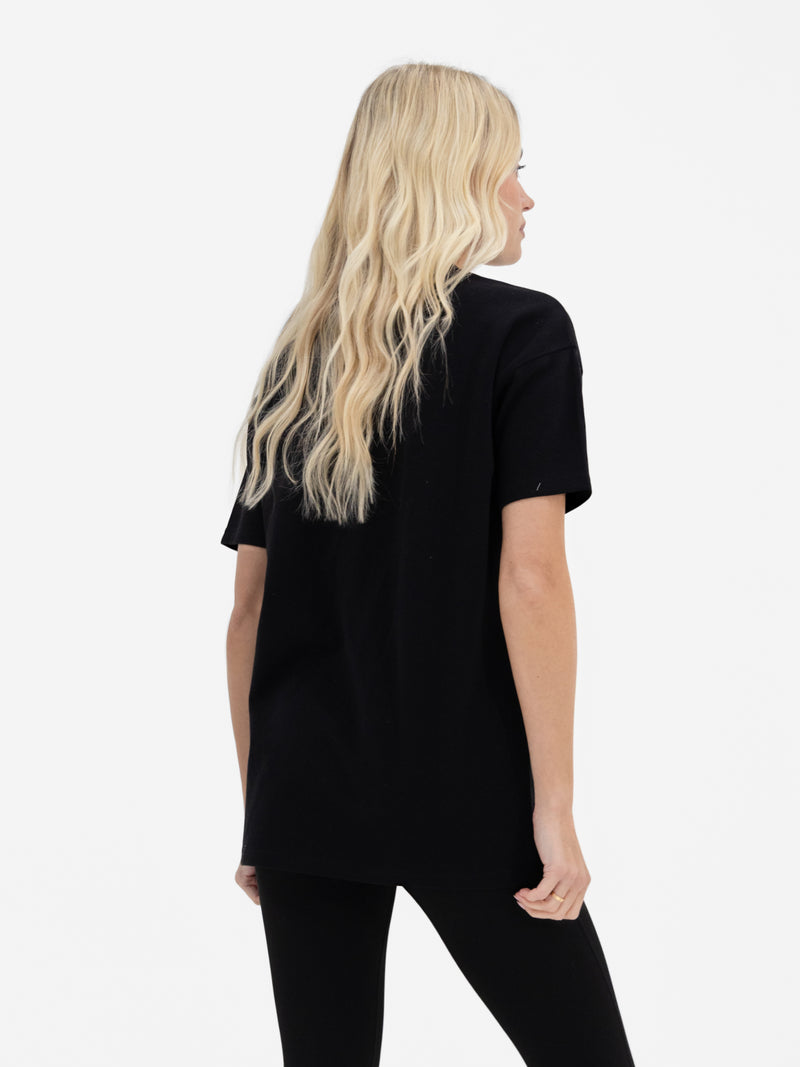 Alexis Chain Stitch Oversized T-Shirt - Black