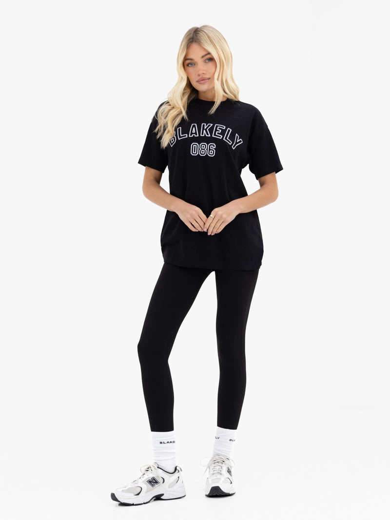 Alexis Chain Stitch Oversized T-Shirt - Black