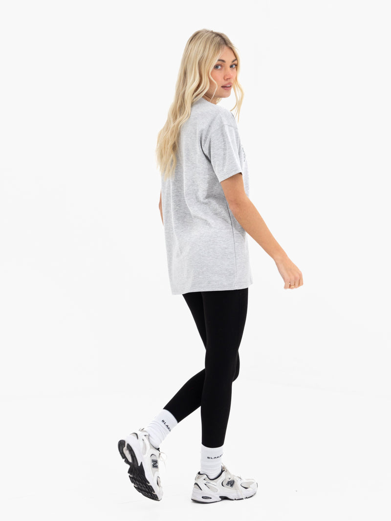 Alexis Chain Stitch Oversized T-Shirt - Marl Grey