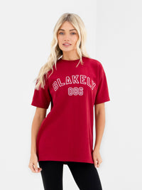 Alexis Chain Stitch Oversized T-Shirt - Cherry Red