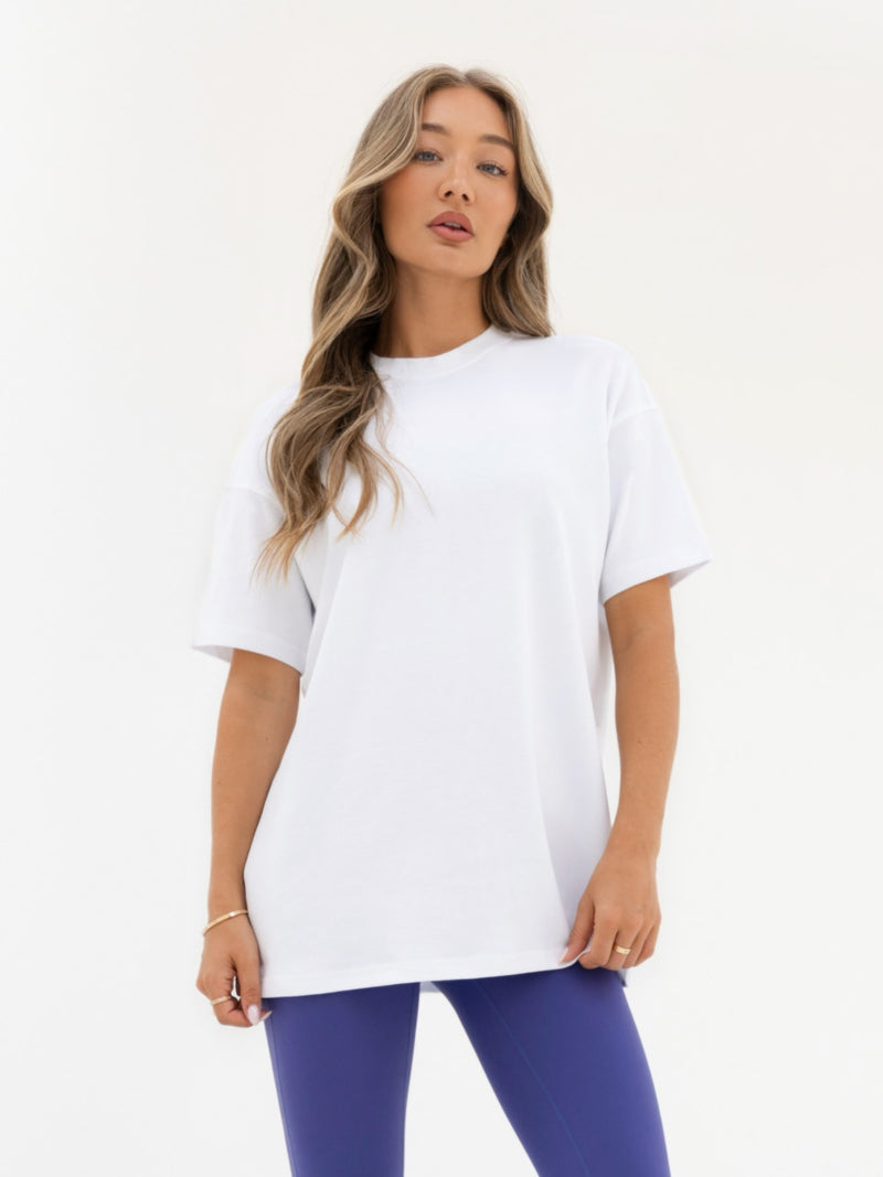 Thea Oversized T-Shirt - White & Bold Purple
