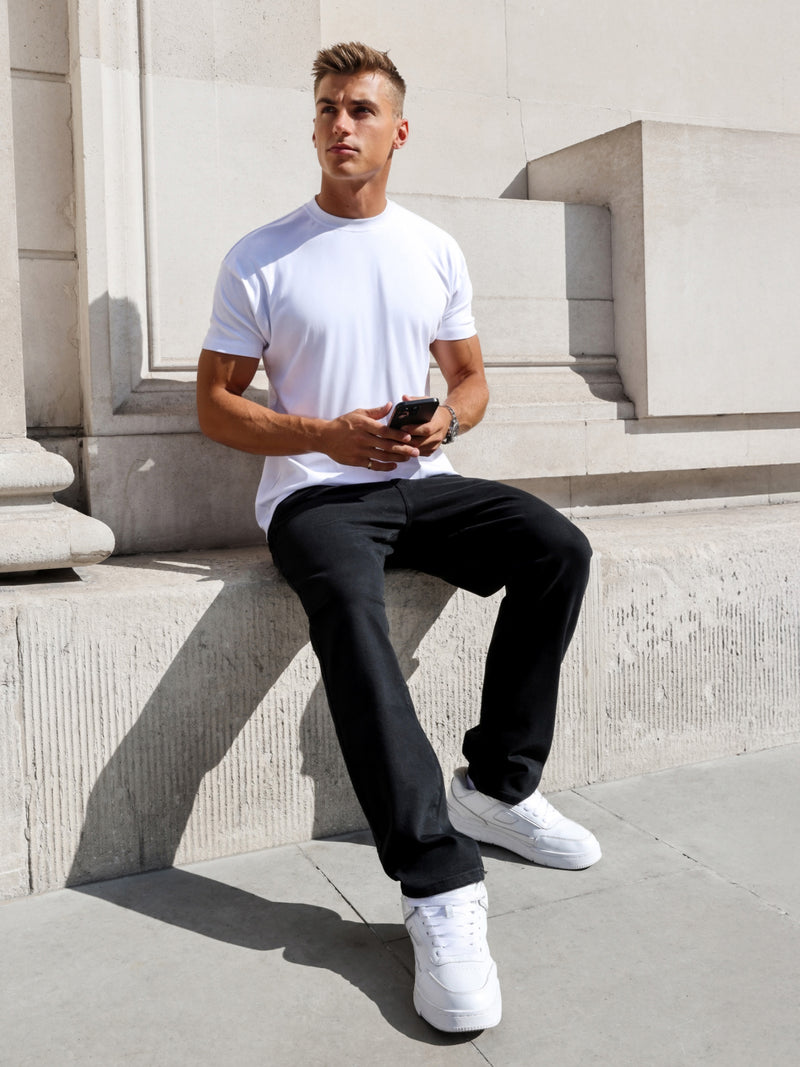 Enzo Relaxed T-Shirt - White & Deep Green