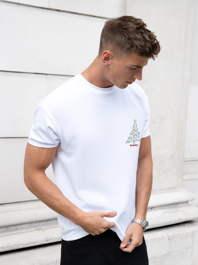 Christmas Print Relaxed T-Shirt - White