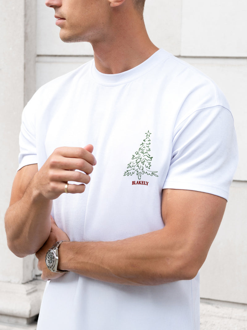 Christmas Print Relaxed T-Shirt - White