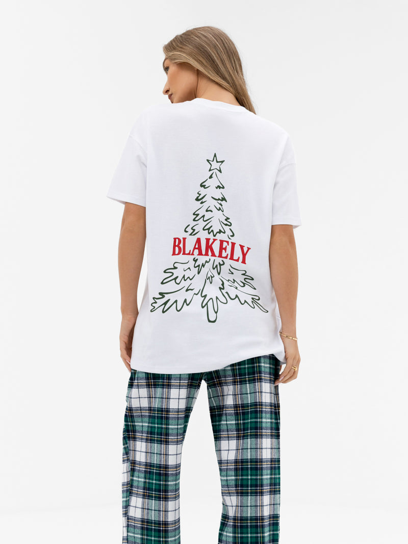 Christmas Print Oversized T-Shirt - White