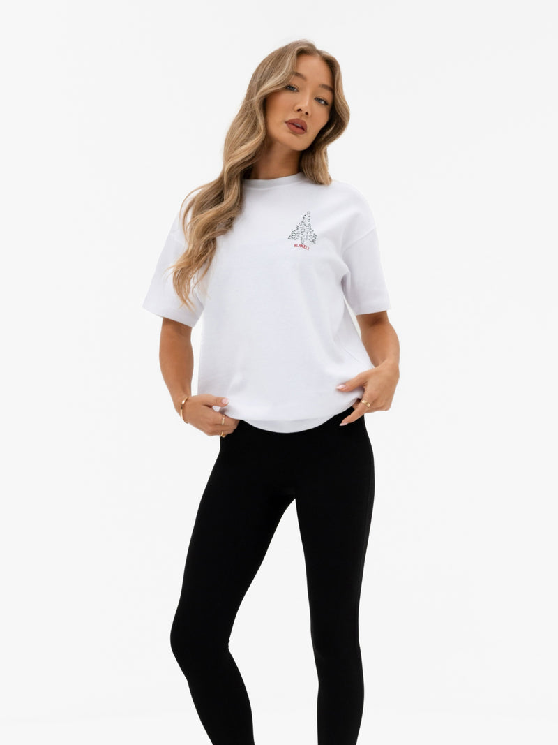 Christmas Print Oversized T-Shirt - White