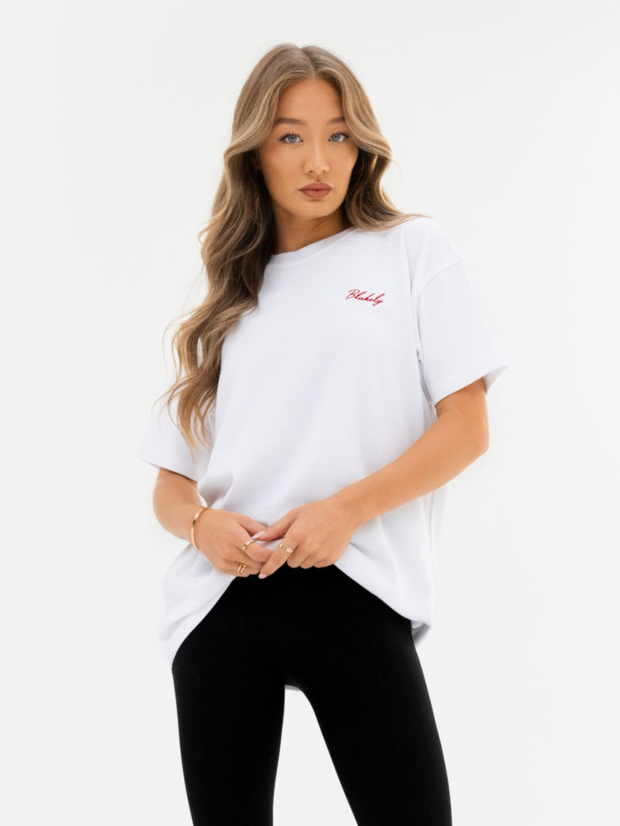 Mistletoe Print Oversized T-Shirt - White