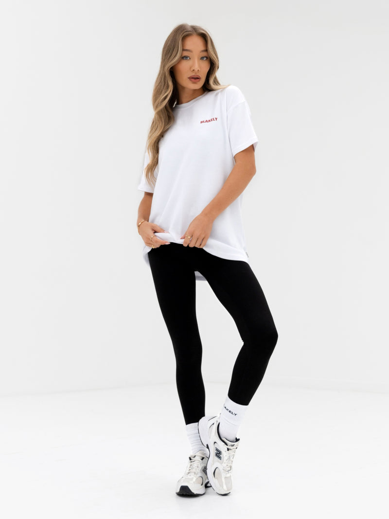 Bow Print Oversized T-Shirt - White