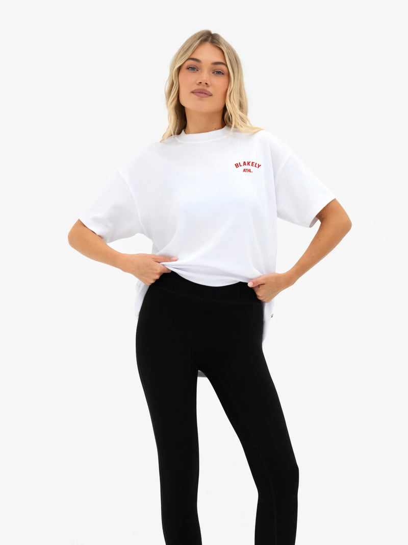 Immani Oversized T-Shirt - Flat White & Cherry Red