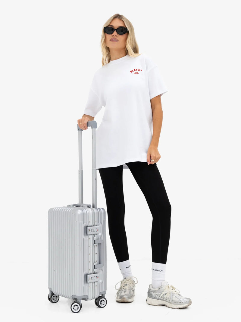 Immani Oversized T-Shirt - Flat White & Cherry Red