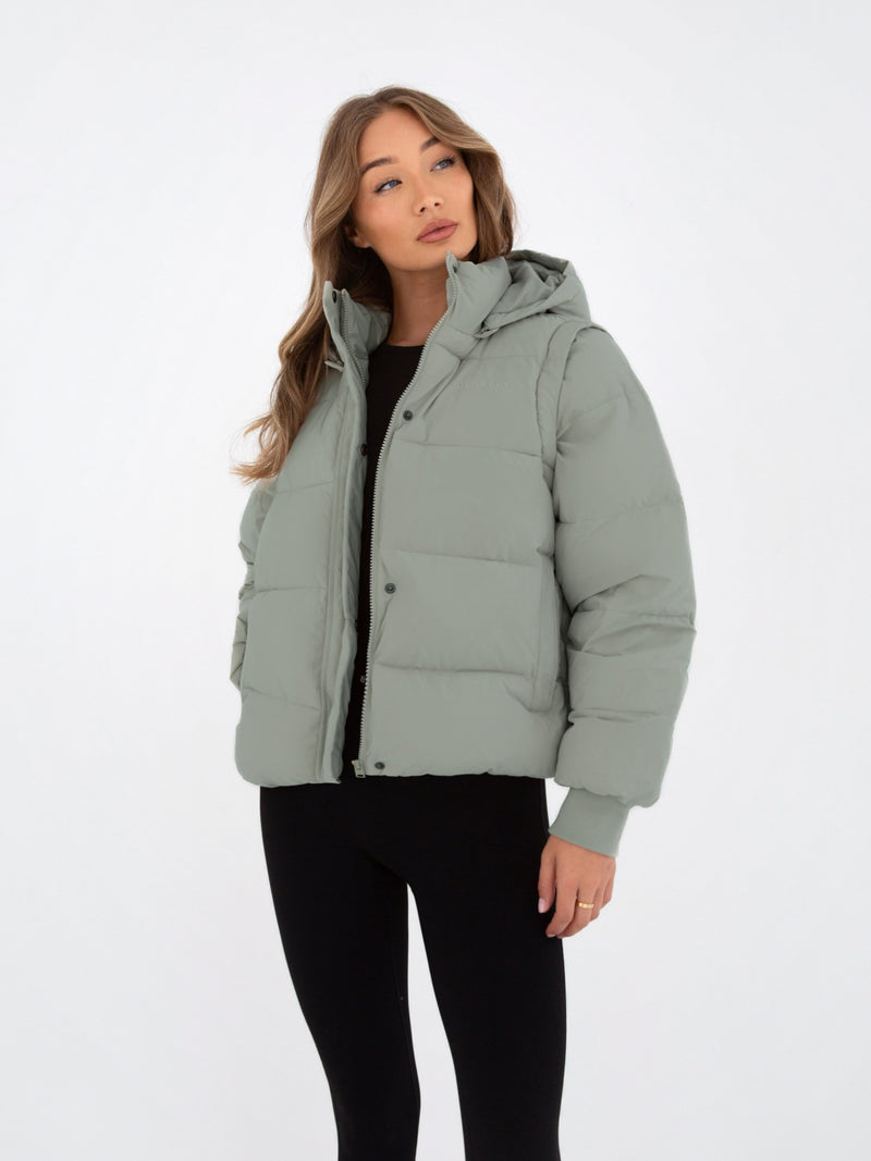 Multiway Puffer Coat 2 - Sage Green