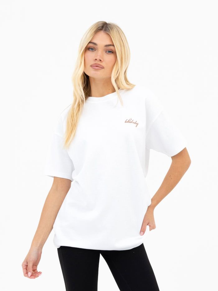 Mindy Oversized T-Shirt - White & Tan