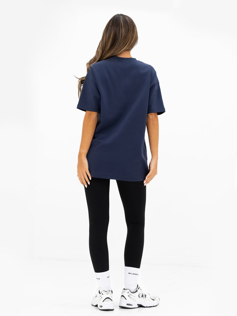 Georgia Oversized Script T-Shirt - True Navy