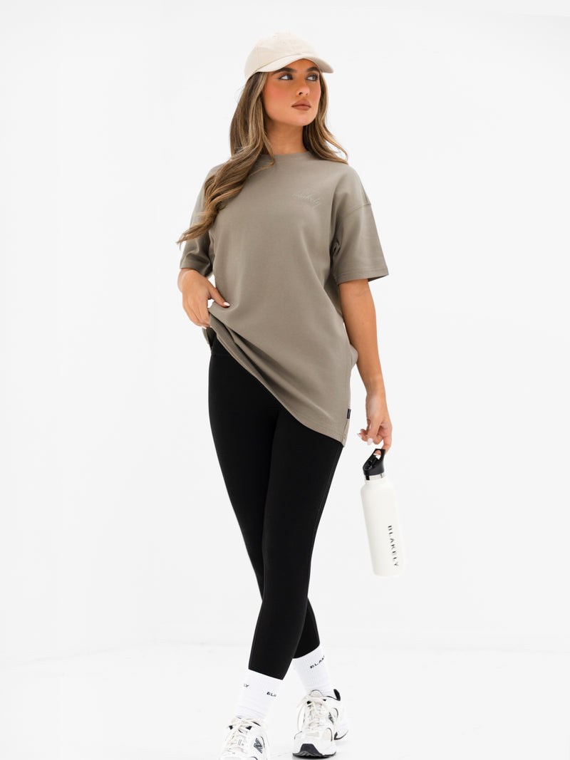 Georgia Oversized Script T-Shirt - Safari Green