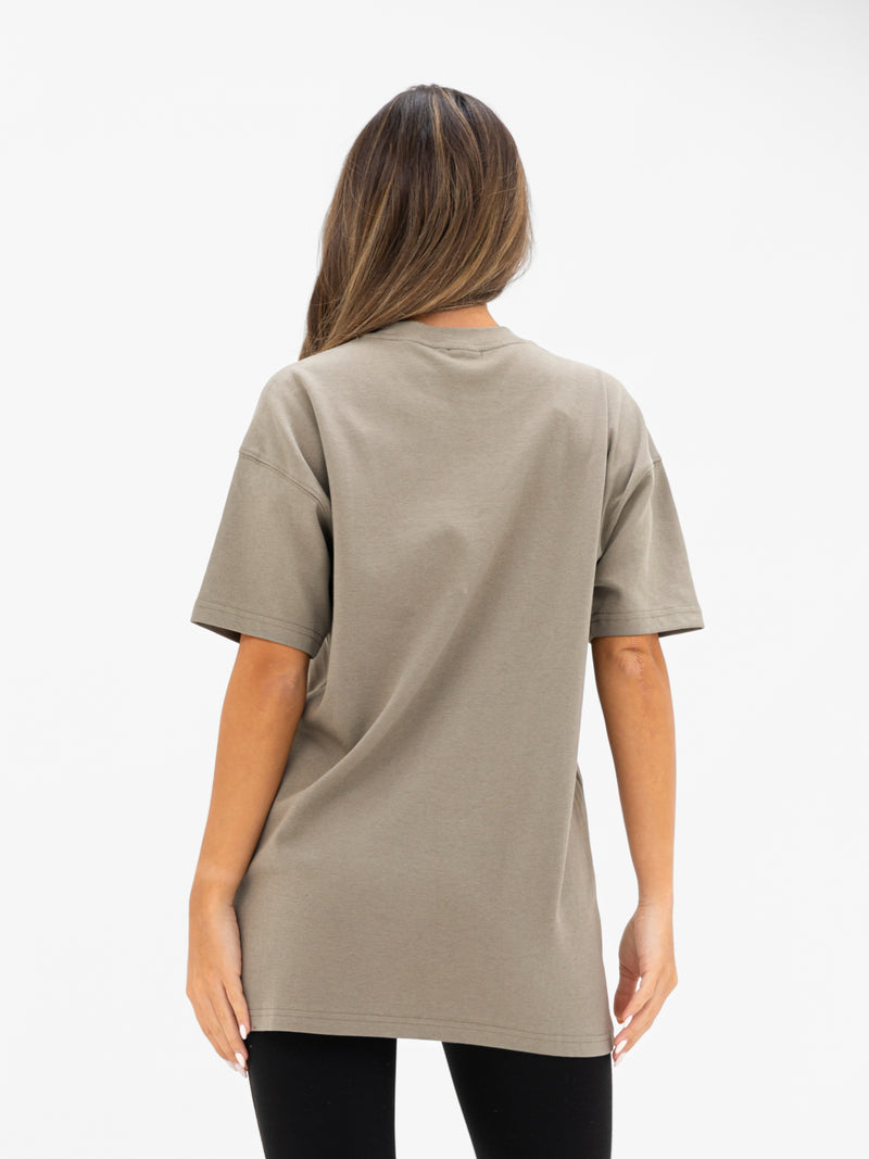Georgia Oversized Script T-Shirt - Safari Green