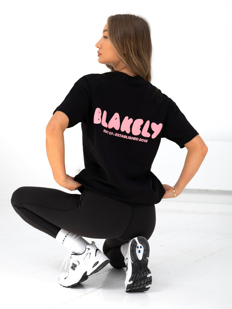 Cloud Print Oversized T-Shirt - Black