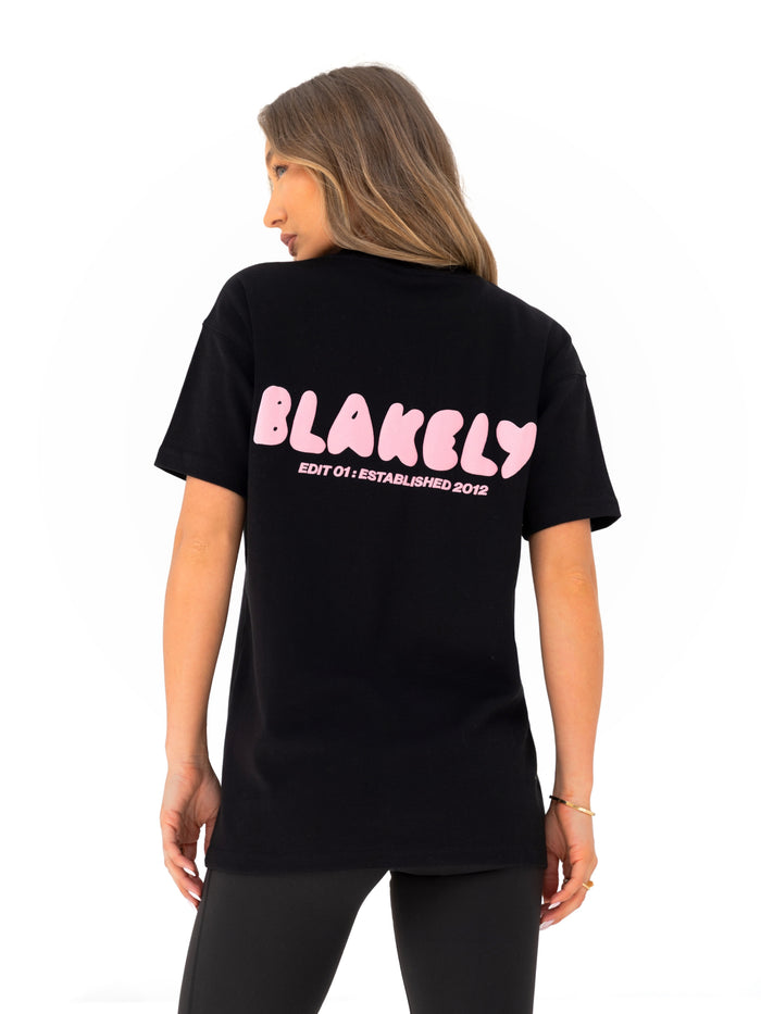 Cloud Print Oversized T-Shirt - Black