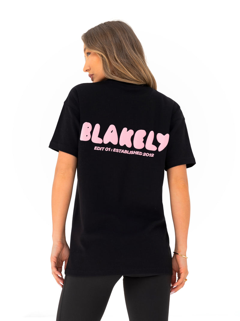 Cloud Print Oversized T-Shirt - Black