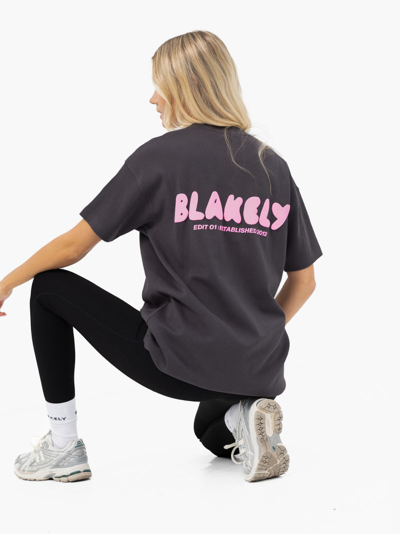 Cloud Print Oversized T-Shirt - Graphite