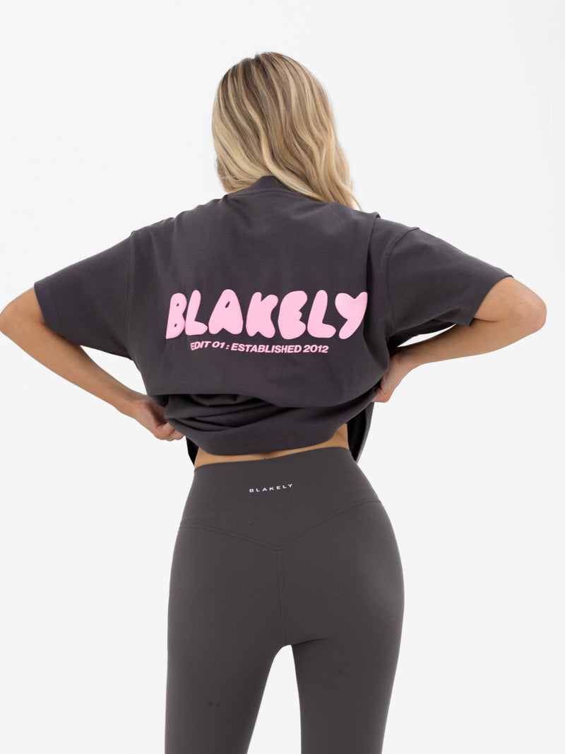 Cloud Print Oversized T-Shirt - Graphite