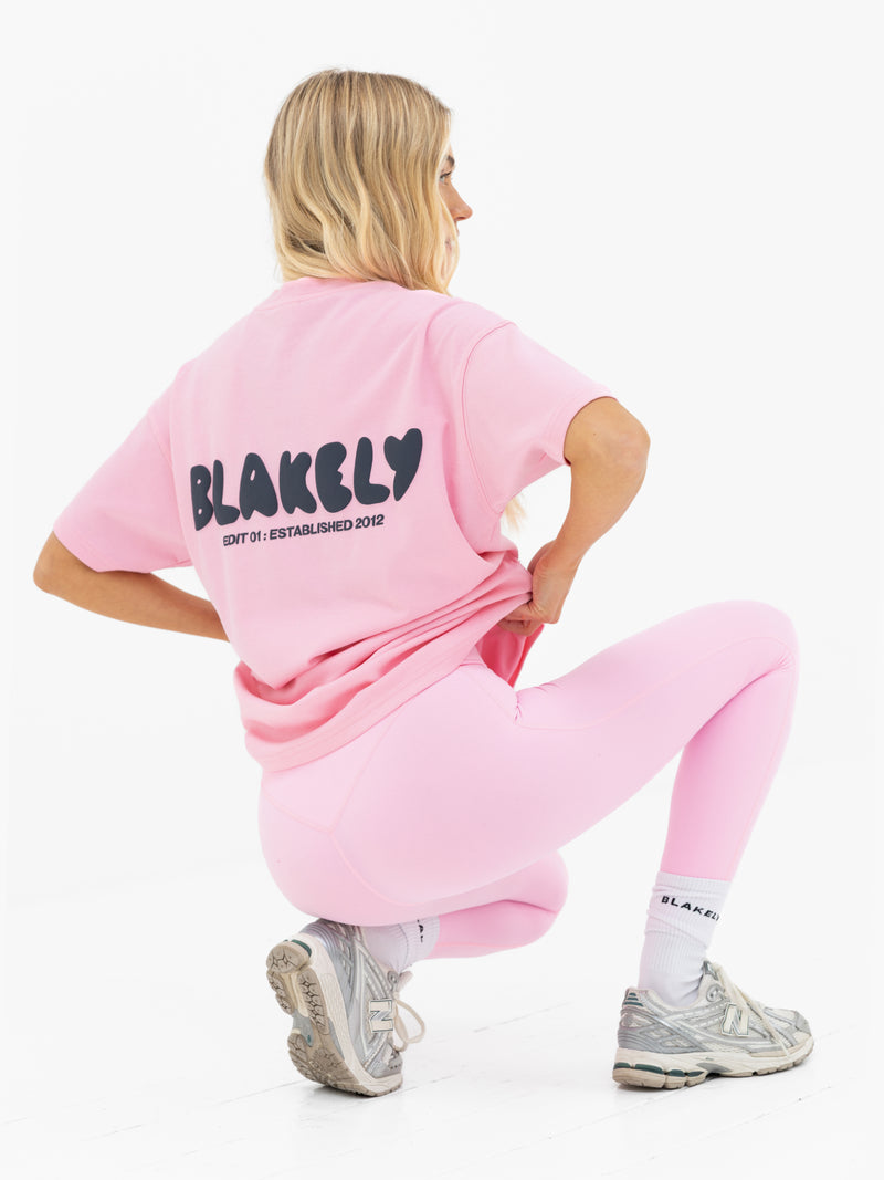 Cloud Print Oversized T-Shirt - Powder Pink