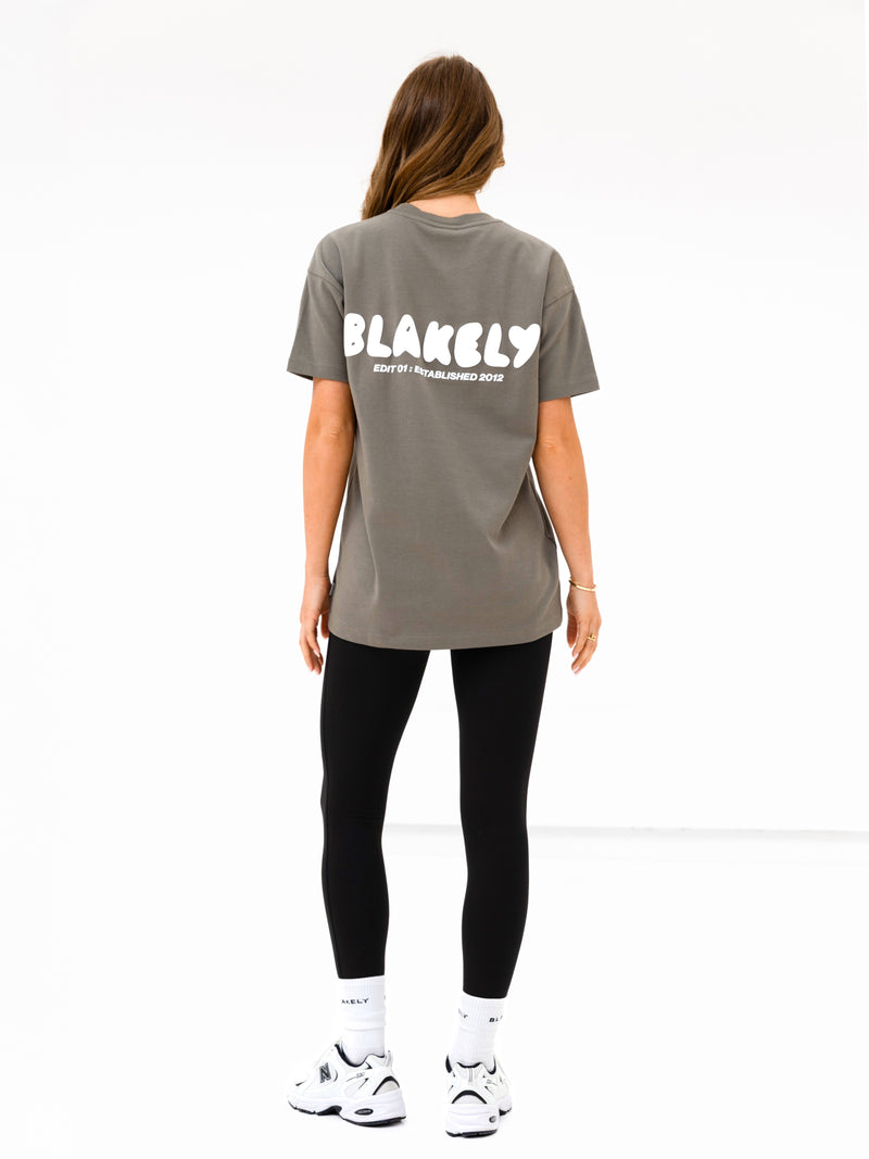 Cloud Print Oversized T-Shirt - Safari Green