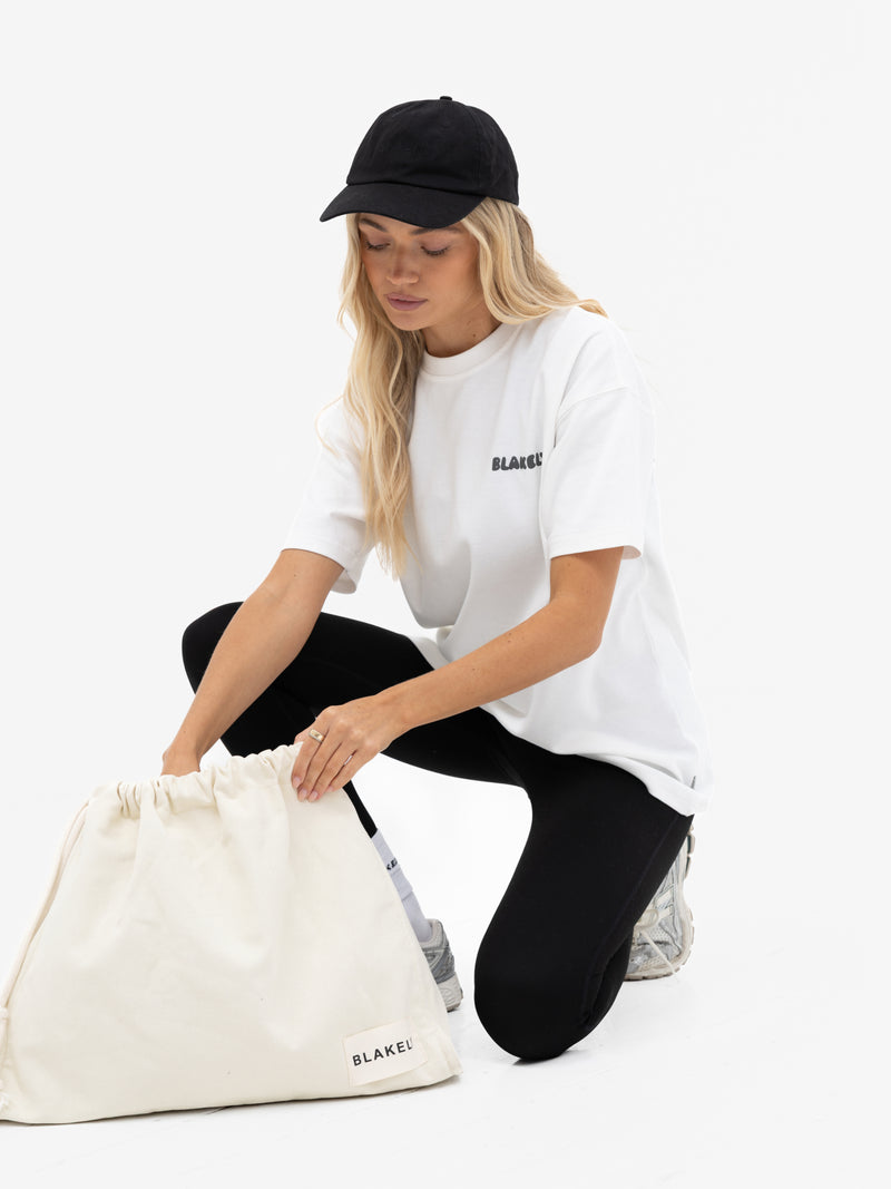 Cloud Print Oversized T-Shirt - Flat White & Graphite