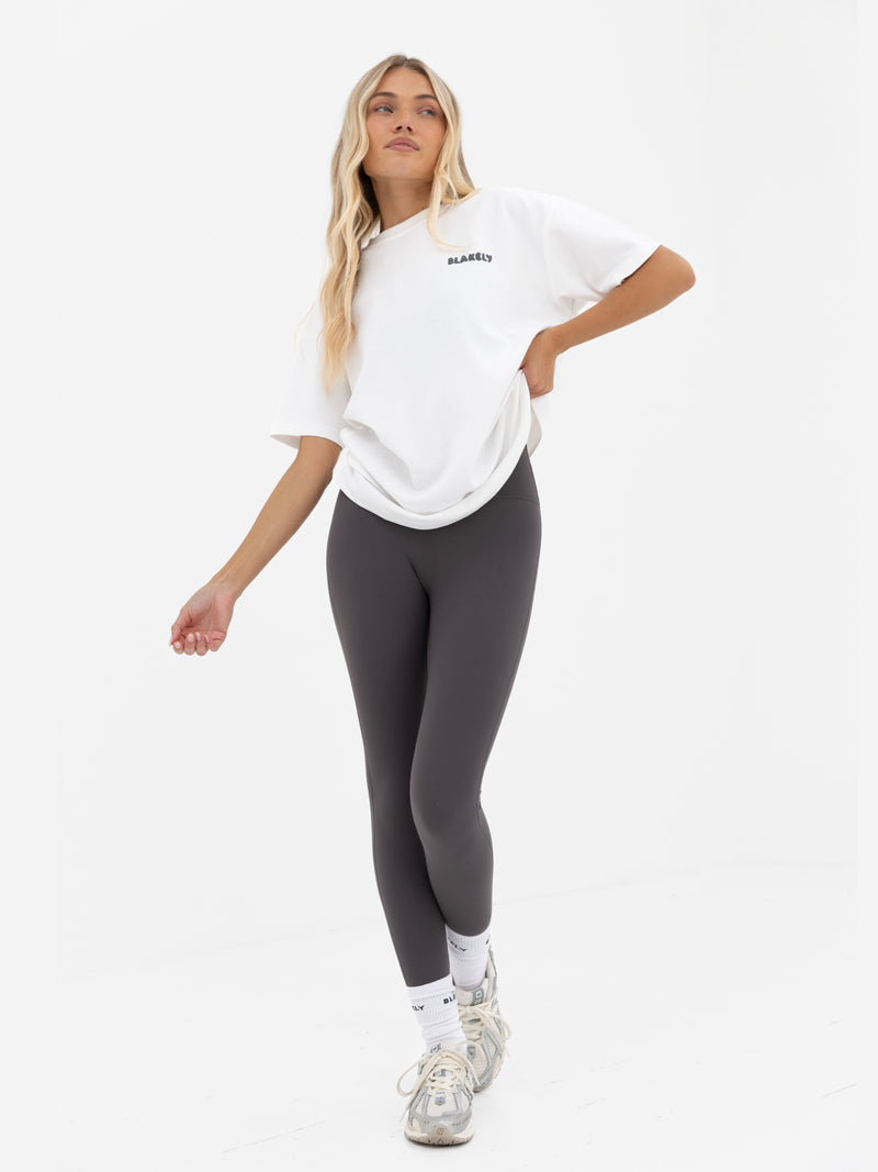 Cloud Print Oversized T-Shirt - Flat White & Graphite